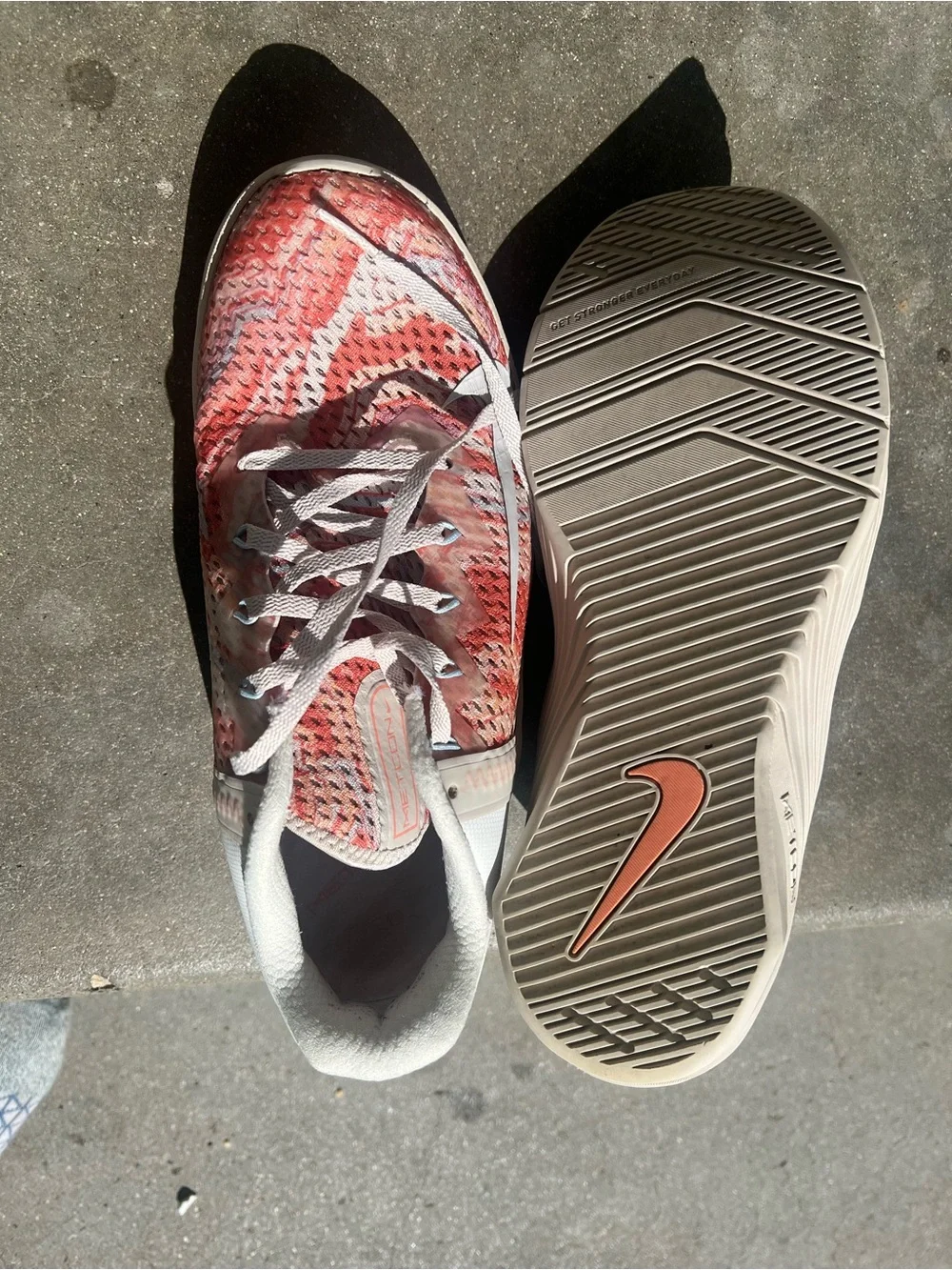 Nike Coral and White Knit Running Shoes